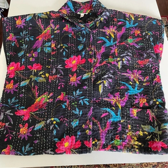 Anthropology Andersen & Lauth Poncho Vest Jacket Quilted OS Lagenlook Art Wear - Picture 4 of 11